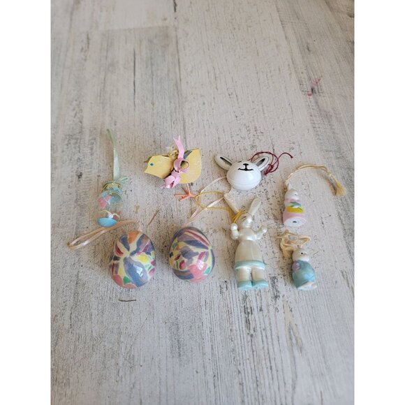 rabbit bunny chick fell egg mini ornament variety spring Decor set - Picture 1 of 9